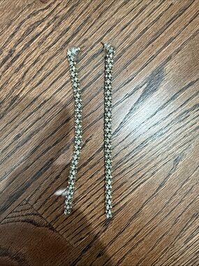 Silver Crystal Drop Chain Earrings - Elegant Long Dangle